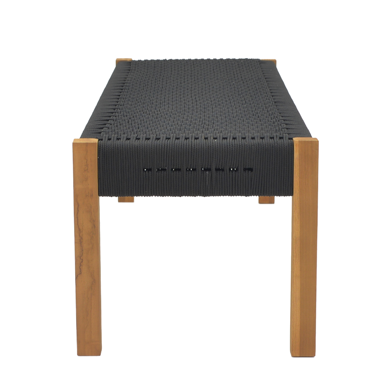 Пейка Uma тиково дърво и въже в черен нюанс 150x45x40см - Image 3