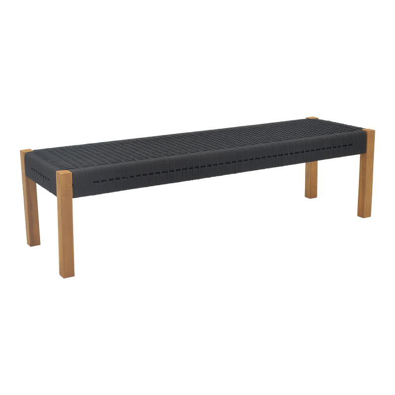 Пейка Uma тиково дърво и въже в черен нюанс 150x45x40см