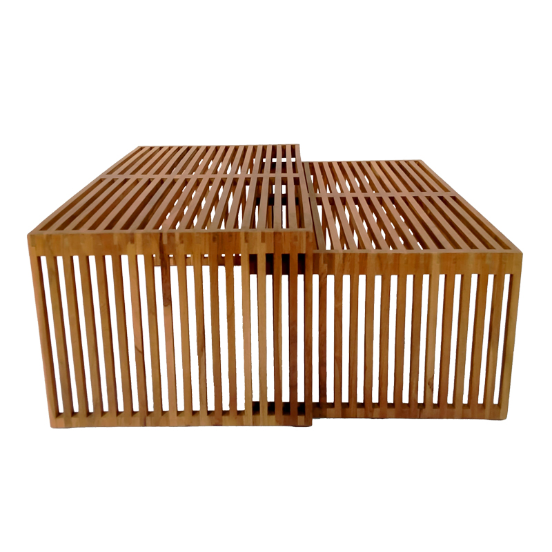 Комплект маса Tinnie от тиково дърво в естествен нюанс - Image 3
