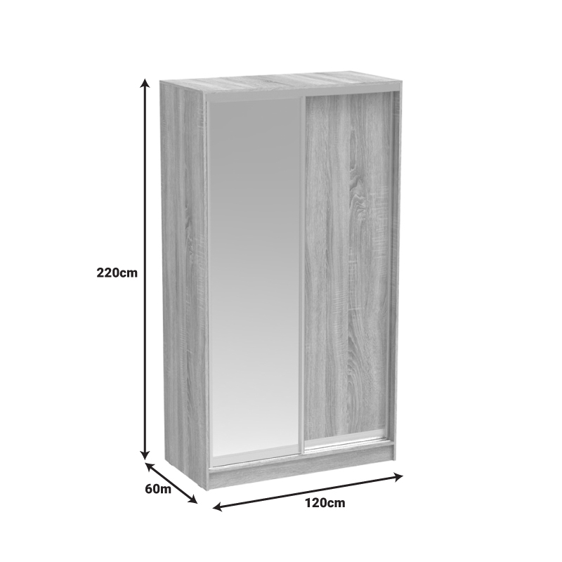 Двукрилен гардероб Korredor с огледало в нюанс венге 120x60x220см - Image 6