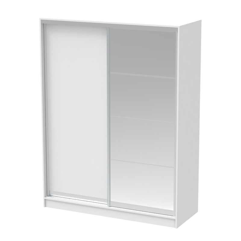 Двукрилен гардероб с огледало Korredor I в бял нюанс 160x60x220см