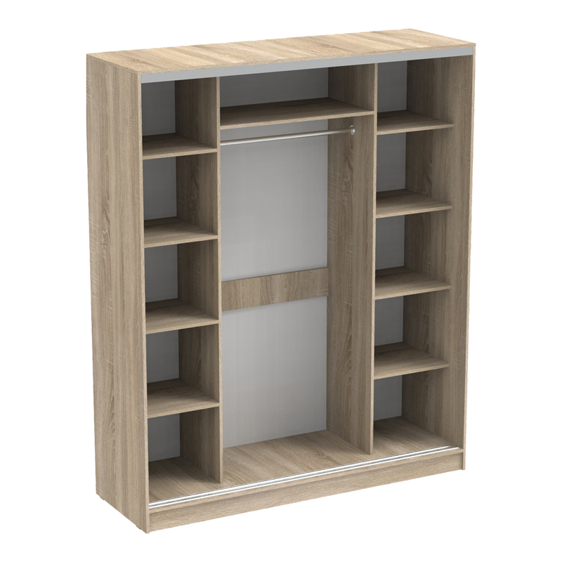 Двукрилен гардероб Aparador плъзгащ се с огледало в нюанс sonoma 180x60x220см - Image 2