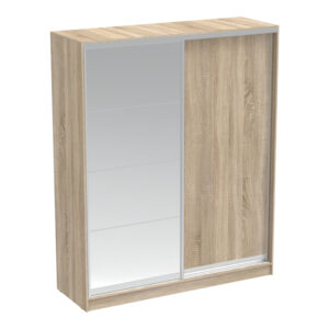 Двукрилен гардероб Aparador плъзгащ се с огледало в нюанс sonoma 180x60x220см