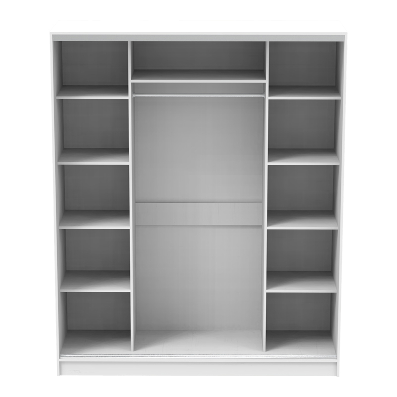 Двоен гардероб плъзгач с огледало Aparador в бял нюанс 180x60x220см - Image 4