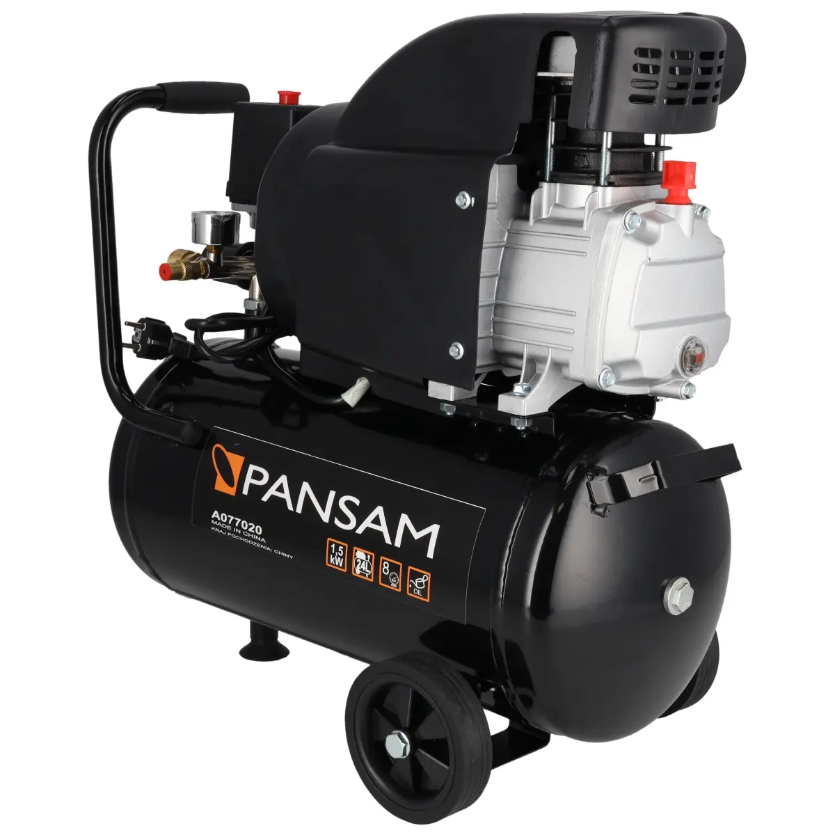 Компресор, 24L PANSAM A077020 с маслено смазване 1500W 8 bar