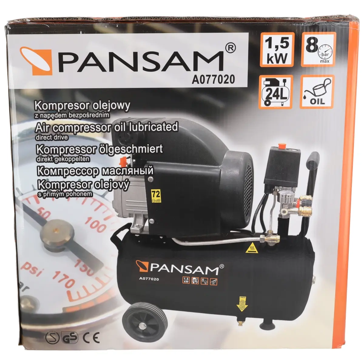 Компресор, 24L PANSAM A077020 с маслено смазване 1500W 8 bar - Image 8