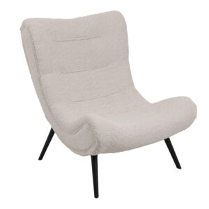 Кресло Silla плат букле в бял нюанс 97x80x100см