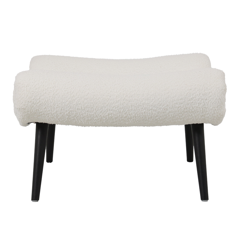 Табуретка за крака Silla букле плат в бял нюанс 68x58x40см - Image 2