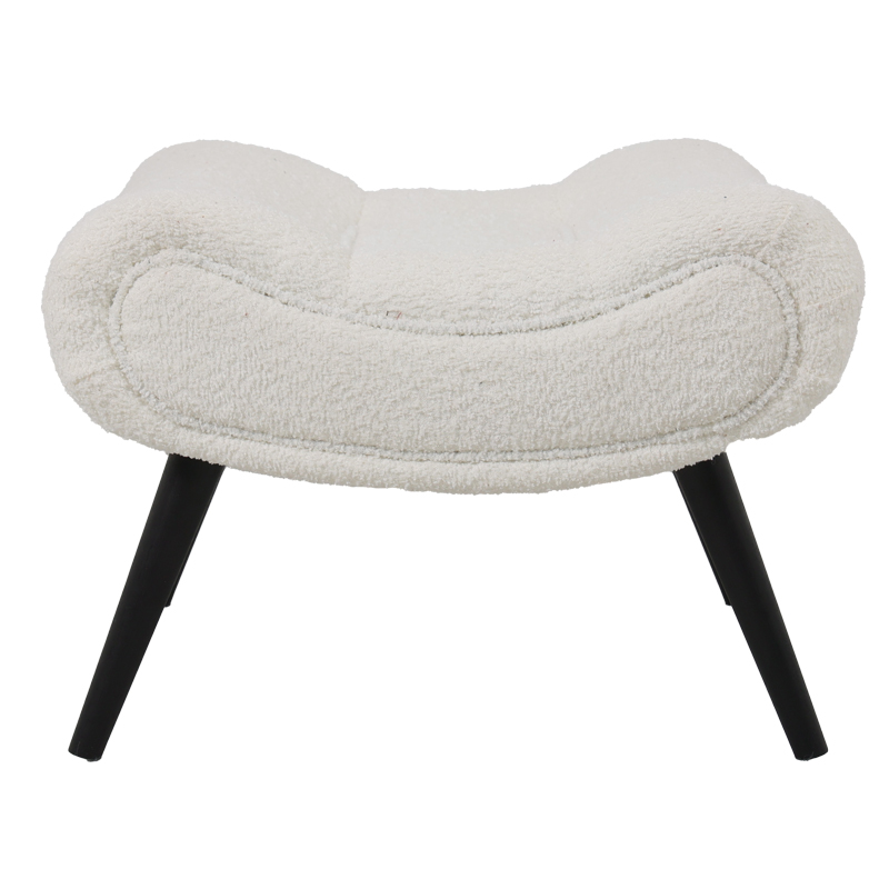 Табуретка за крака Silla букле плат в бял нюанс 68x58x40см - Image 3