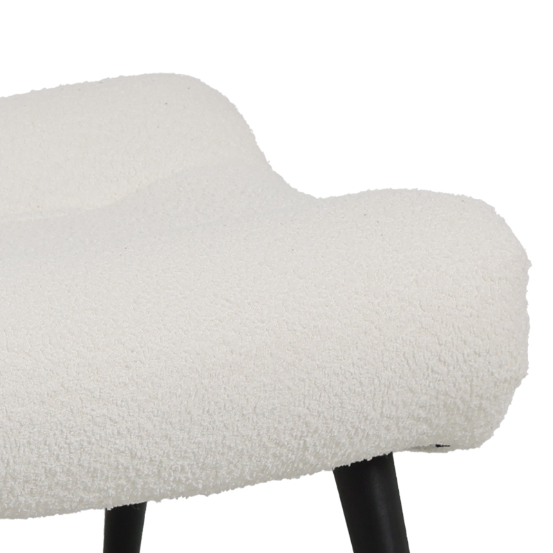 Табуретка за крака Silla букле плат в бял нюанс 68x58x40см - Image 4