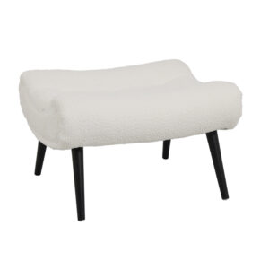 Табуретка за крака Silla букле плат в бял нюанс 68x58x40см