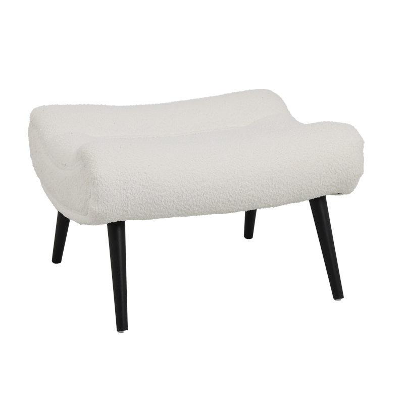 Табуретка за крака Silla букле плат в бял нюанс 68x58x40см
