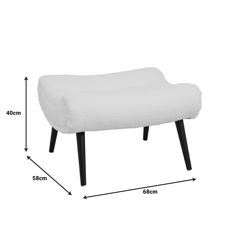 Табуретка за крака Silla букле плат в нюанс пепел от рози 68x58x40см - Image 6