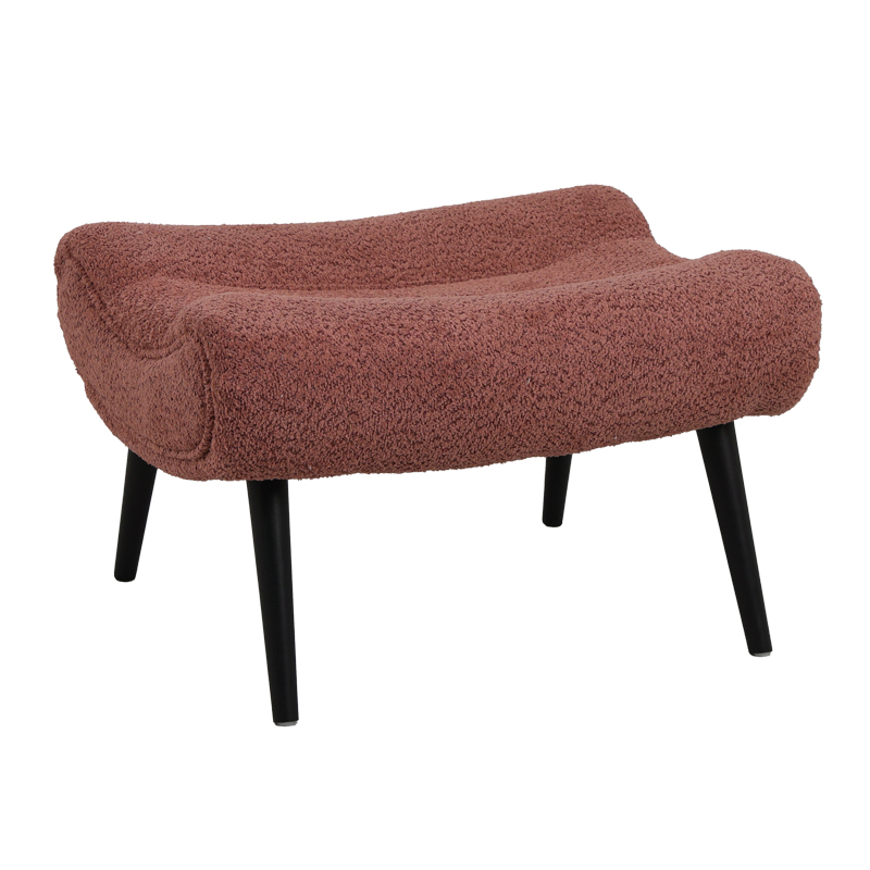 Табуретка за крака Silla букле плат в нюанс пепел от рози 68x58x40см
