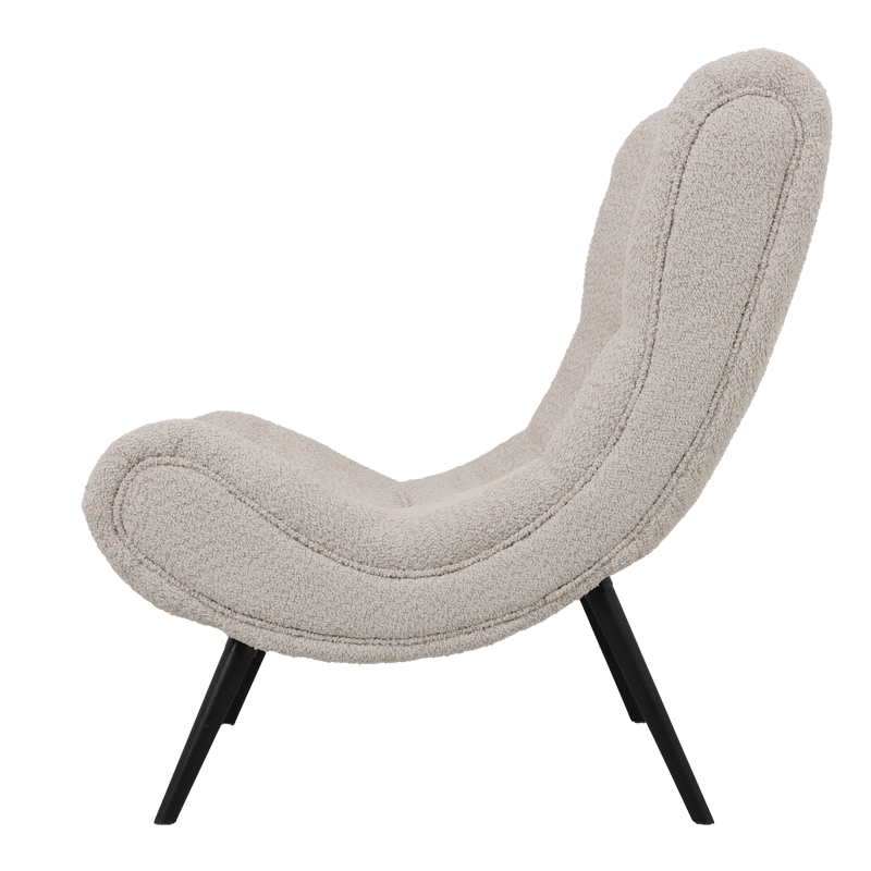 Фотьойл с табуретка Silla плат букле в бежов нюанс 97x80x100см - Image 3