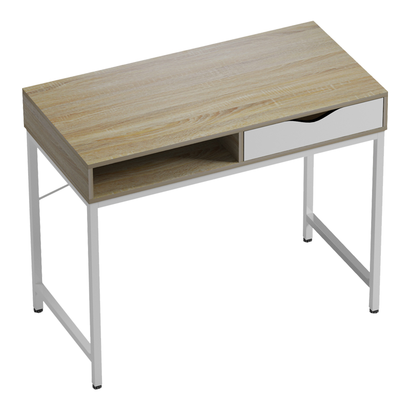 Работно бюро Kama в сонома-бял нюанс с бели метални крака 95x48x76см - Image 5
