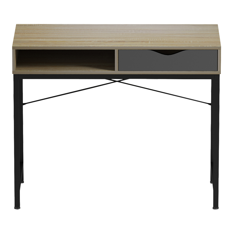 Работно бюро Kama в сонома-сив нюанс с черни метални крака 95x48x76см - Image 2