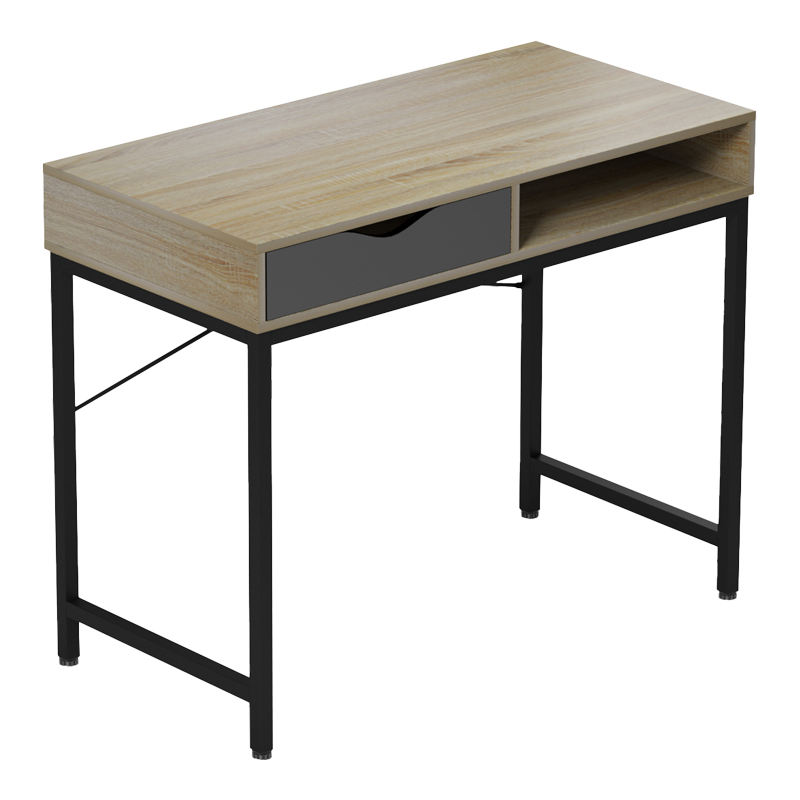 Работно бюро Kama в сонома-сив нюанс с черни метални крака 95x48x76см - Image 4