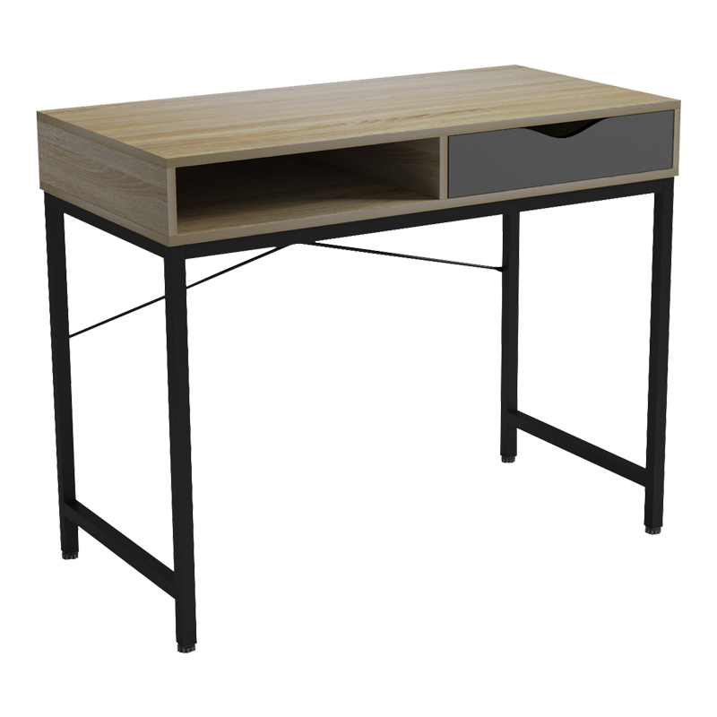 Работно бюро Kama в сонома-сив нюанс с черни метални крака 95x48x76см