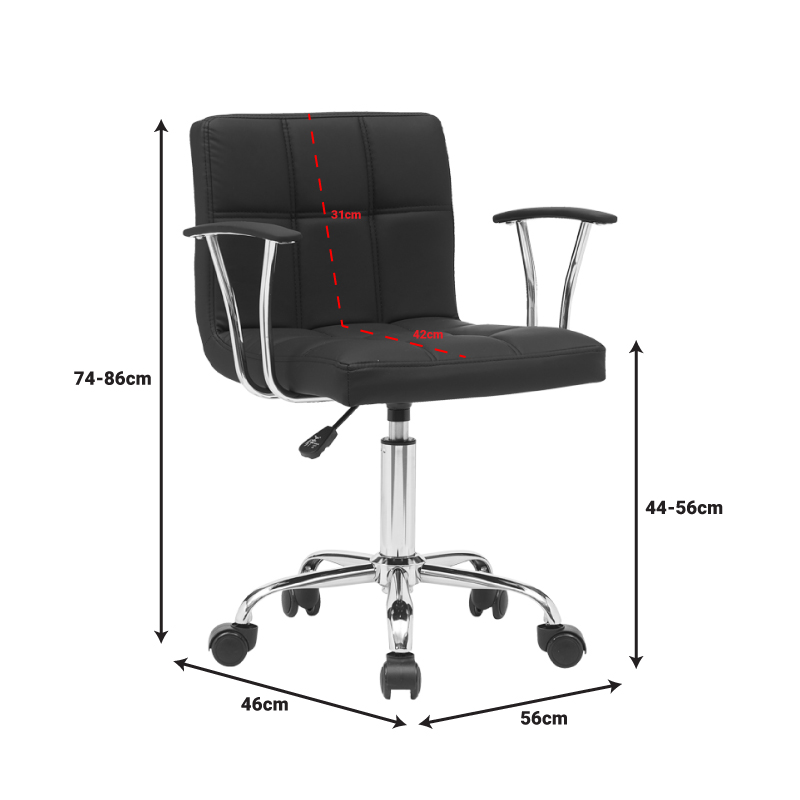 Офис стол Buleco в черен нюанс 56x46x74-86см - Image 9