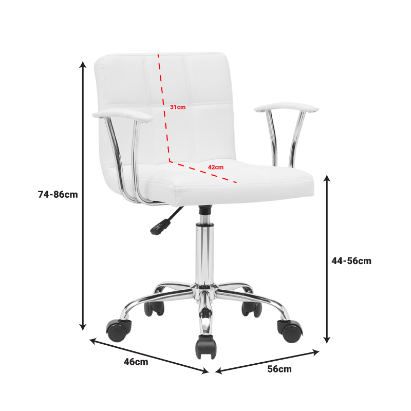 Офис стол Buleco в бял нюанс 56x46x74-86см - Image 8