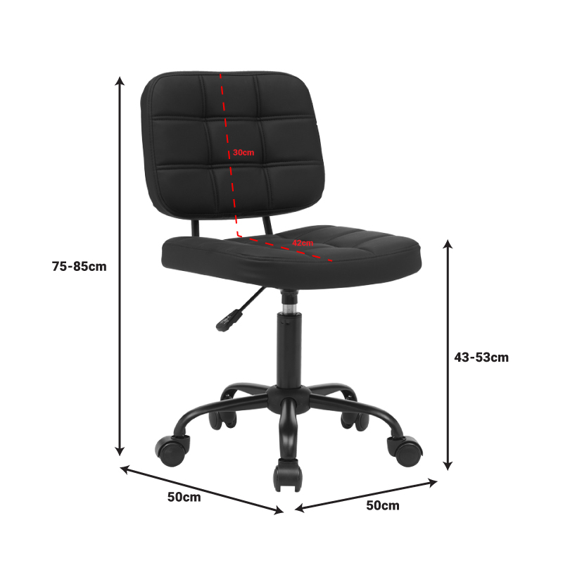 Офис стол Sedia в черен нюанс 50x50x75-85см - Image 9