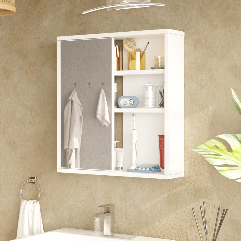 Шкаф за баня Bagno с огледало в бяло 60x14.5x63.6см - Image 2