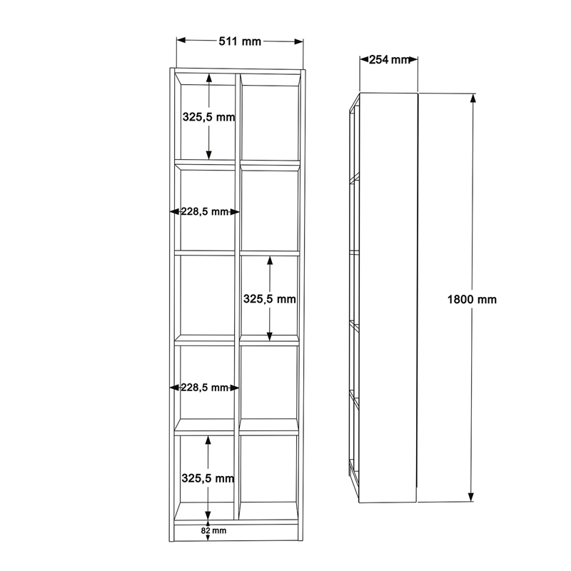 Библиотека Oteca в естествен нюанс 51,1x25,4x180см - Image 5