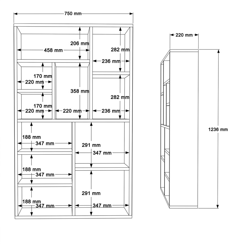 Библиотека Boteca в бял цвят 75x22x123.6cm - Image 4