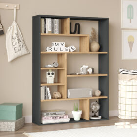 Етажерка Decora в естествен и антрацит нюанс 90x22x123,6 см