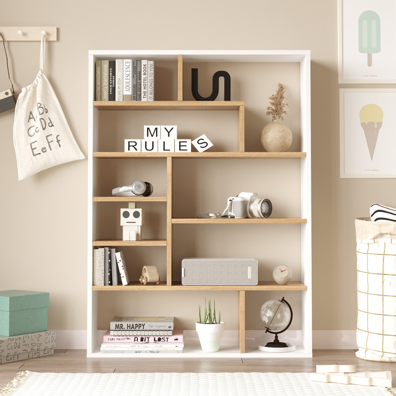 Етажерка Decora в естествен и бял нюанс 90x22x123,6см - Image 3