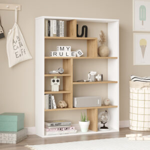 Етажерка Decora в естествен и бял нюанс 90x22x123,6см