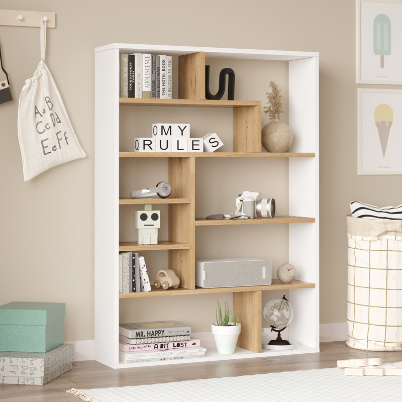 Етажерка Decora в естествен и бял нюанс 90x22x123,6см