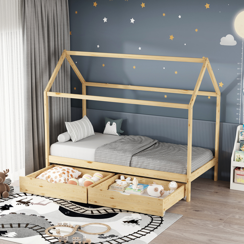 Детско легло Mellin Montessori борово дърво в естествен нюанс 90x190см - Image 2