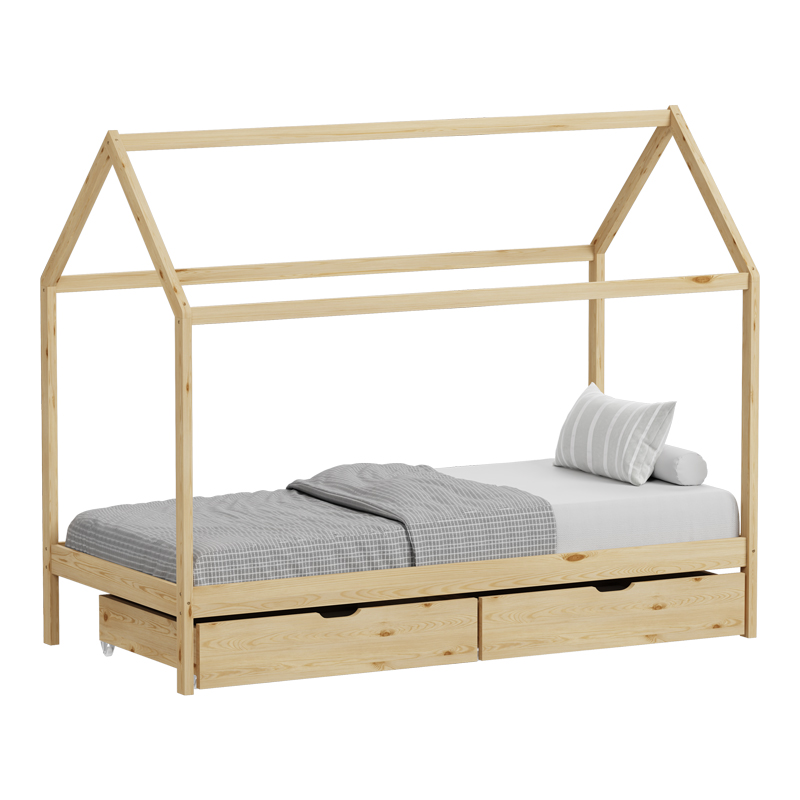 Детско легло Mellin Montessori борово дърво в естествен нюанс 90x190см