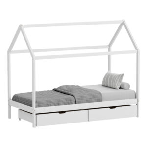 Детско легло Mellin Montessori борово дърво в бял нюанс 90x190см