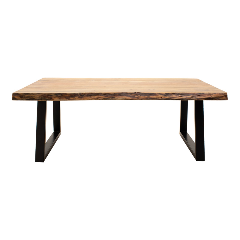 Холна маса Miles Slim акациево дърво с черни метални крака 115x60x45cm - Image 2