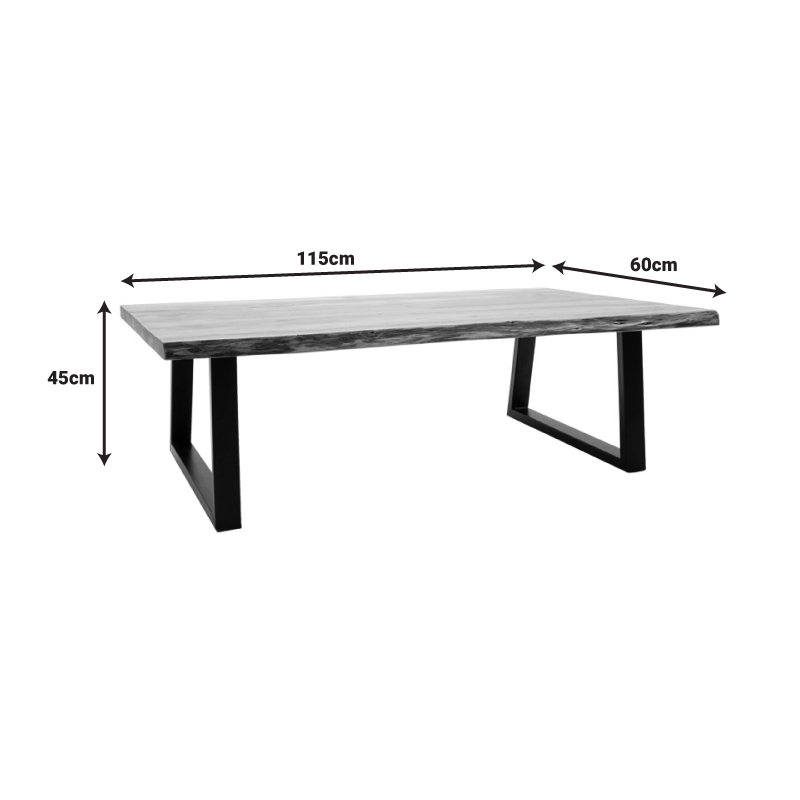 Холна маса Miles Slim акациево дърво с черни метални крака 115x60x45cm - Image 5