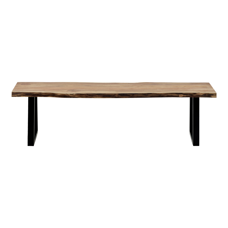 Пейка Miles Slim акациево дърво с черни метални крака 160x40x45cm - Image 2