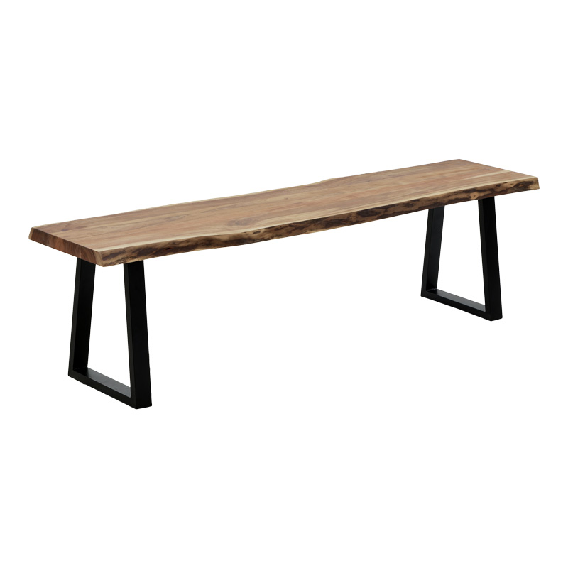 Пейка Miles Slim акациево дърво с черни метални крака 160x40x45cm