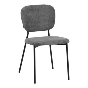 Стол Cathair плат букле в сив нюанс с черни метални крака 68x66x82.5cm