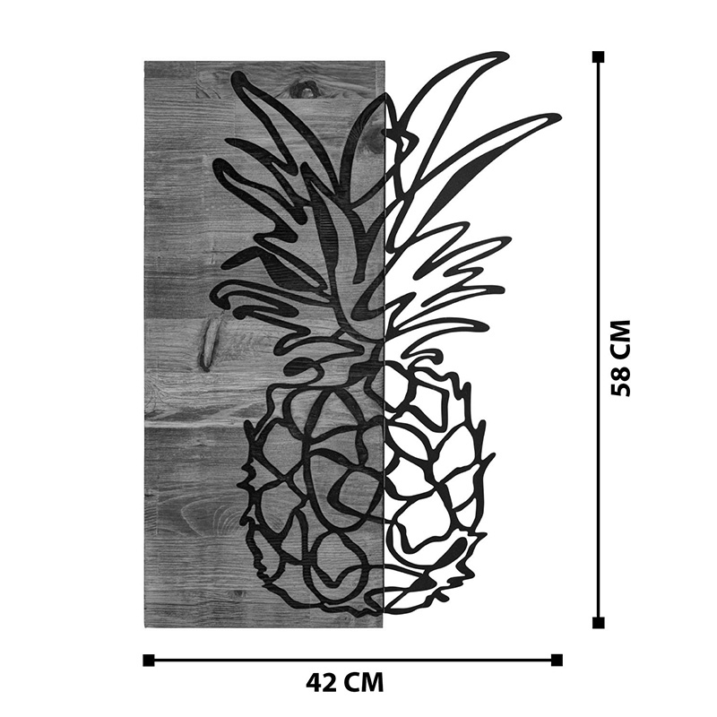 Декорация за стена Pinable борова дървесина с черен метал 42x3x58см - Image 4