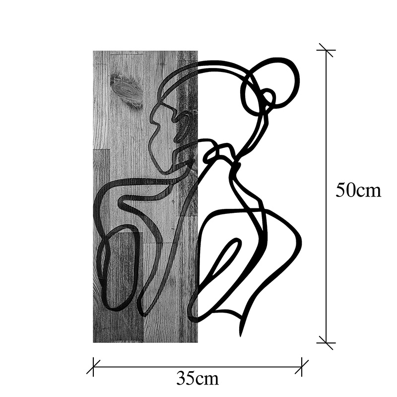 Декорация за стена Womanel борова дървесина с черен метал 35x3x50см - Image 4
