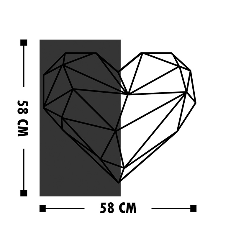 Декорация за стена Helie борова дървесина с черен метал 58x3x58см - Image 3