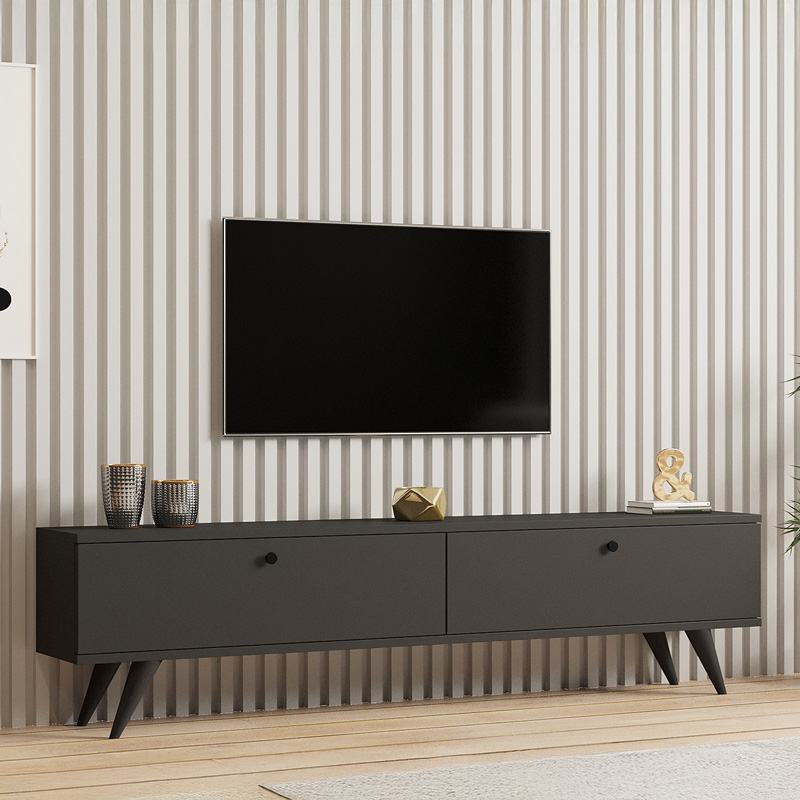 ТВ шкаф Jate в цвят антрацит 160x25x40см - Image 2