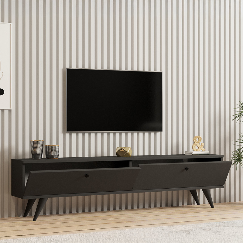 ТВ шкаф Jate в цвят антрацит 160x25x40см - Image 3