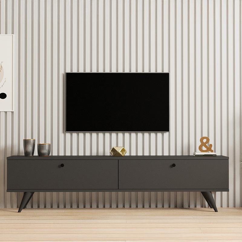 ТВ шкаф Jate в цвят антрацит 160x25x40см - Image 4