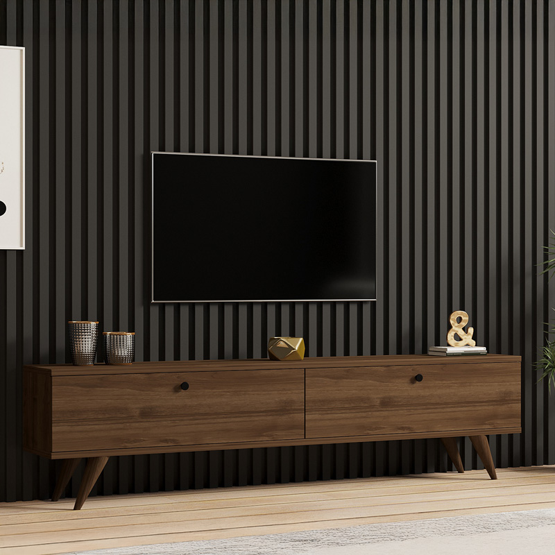 ТВ шкаф Jate цвят орех 160x25x40см - Image 2