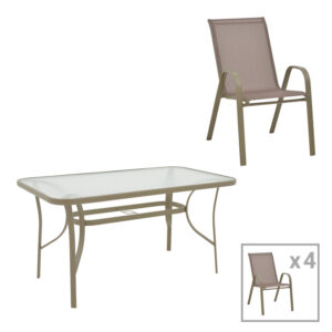 Градински комплект Ensure-Calan 5бр в цвят шампанско 140x80x70см