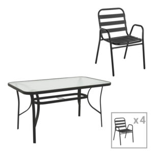 Комплект градинска маса Sussie-Ensure 5бр в черен нюанс 140x80x70см